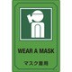 095208 [緑十字 イラスト標識 マスク着用 450×300mm エンビ]