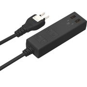 USBポート搭載 AC電源タップブラック AC×2/USB-A×2 PG-UACTAP09BK