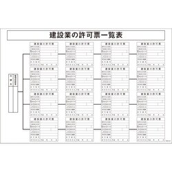 1145170842 [グリーンクロス マンガ標識 GEB-42 建設業の許可票一覧表]