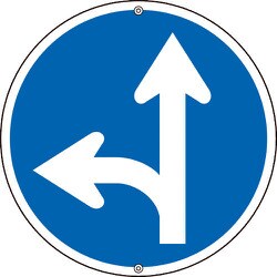 133151 [緑十字 道路標識・構内用 ←↑指定方向外進行禁止 600mmΦ スチール]