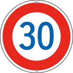 133227 [緑十字 道路標識・構内用 制限速度30キロ 600mmΦ スチール]