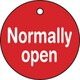151120 [緑十字 バルブ開閉札 Normally open 赤 50Φ 両面 PET]