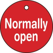 151120 [緑十字 バルブ開閉札 Normally open 赤 50Φ 両面 PET]
