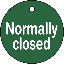 151130 [緑十字 バルブ開閉札 Normally closed 緑 50Φ 両面 PET]