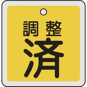 159070 [緑十字 バルブ開閉札 調整済 黄 50×50mm 両面表示 アルミ製]