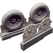 HAUBRL48116 F4U コルセア リブ型/菱形パターンタイヤ＆ホイール [1/48スケール レジン製パーツ]