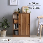 どんな場所にも置けるスマートな引き戸収納 棚・シェルフ 収納幅:60 収納高さ:85 収納奥行:21 収納カラー:ホワイト YS-219797