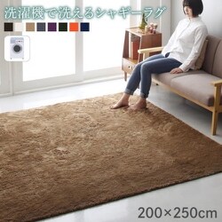 洗濯機で洗えるシャギーラグ shaggila ラグ サイズ：200×250cm ラグ・マットカラー：ブラウン YS-222321