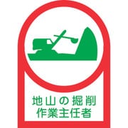 233011 [緑十字 ヘルメット用ステッカー 地山の掘削作業主任者 35×25mm 10枚組 オレフィン]