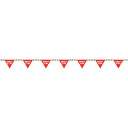 281006 [緑十字 三角旗付標識ロープ トラロープ 関係者以外立入禁止 6mmΦ×20m 280mm三角]