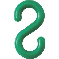 284132 [緑十字 S字フック 緑 線径8mmΦ 27.5×52.5mm 2個組 樹脂製]