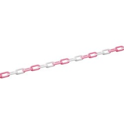 284163 [緑十字 プラスチックチェーン ピンク/ホワイト 長さ:30m 線径:7mmΦ ポリエチレン]