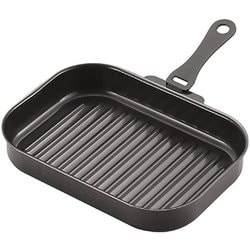 セラクッキング 鉄製ハンドル付角型グリルパン 25×17cm ウェーブ HB-4229