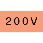 382104 [緑十字 配管識別ステッカー 200V 40×80mm 10枚組 アルミ 英文字入]