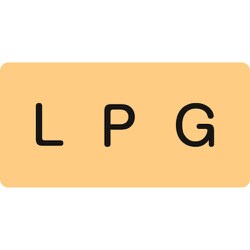 382722 [緑十字 配管識別ステッカー LPG 40×80mm 10枚組 アルミ 英文字入]