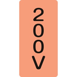 385104 [緑十字 配管識別ステッカー 200V 80×40mm 10枚組 アルミ 英文字入]