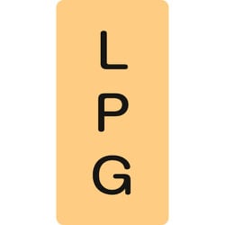 385722 [緑十字 配管識別ステッカー LPG 80×40mm 10枚組 アルミ 英文字入]