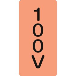 386102 [緑十字 配管識別ステッカー 100V 60×30mm 10枚組 アルミ 英文字入]