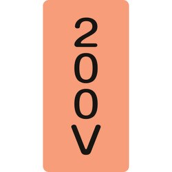 386104 [緑十字 配管識別ステッカー 200V 60×30mm 10枚組 アルミ 英文字入]