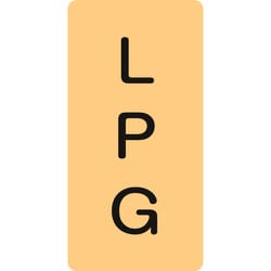 386722 [緑十字 配管識別ステッカー LPG 60×30mm 10枚組 アルミ 英文字入]