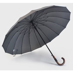 長傘 70cm 16骨 ワンタッチオープン 超撥水 グレー P-7165