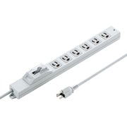 電源タップ 6個口 1m 3P 安全ブレーカー 一括スイッチ 誤操作防止開閉式透明カバー付き マグネット 抜け止め アース端子/通電ランプ/トラッキング火災予防絶縁キャップ付き ホワイト TAP-BR36A-1