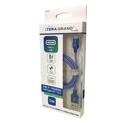 アルミコネクタ 高耐久メッシュ USB2.0Type-Cケーブル1m A-C ブルー USB2-CAPUBL-1M