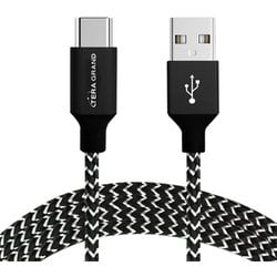 アルミコネクタ 高耐久メッシュ USB2.0Type-Cケーブル0.5m A-C ブラック USB2-CABKWH-0.5M