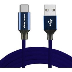 アルミコネクタ 高耐久生地 USB2.0Type-Cケーブル0.5m A-C ブルー USB2-NUM012-BL0.5M