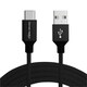 アルミコネクタ 高耐久生地 USB2.0Type-Cケーブル1.8m A-C ブラック USB2-NUM012-BK1.8M