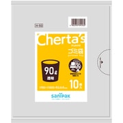 ゴミ袋 チェルタス 透明 90L ツルツル素材 10枚入 90×100cm 厚さ0.045mm H-93