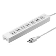 電源タップ 雷ガード マグネット 7個口 5m 抜け止め 一括スイッチ 通電確認ランプ付き 折りたたみ式プラグ 絶縁キャップ付き コンセントキャップ2個 ネームタグ7枚 ホワイト 簡易ビニールパッケージ TAP-F27-5Z