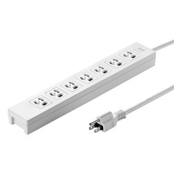電源タップ 雷ガード マグネット 7個口 3m 3ピン 抜け止め RoHS対応 コンセントキャップ2個 ネームタグ7枚 ホワイト 簡易ビニールパッケージ TAP-F37-3R