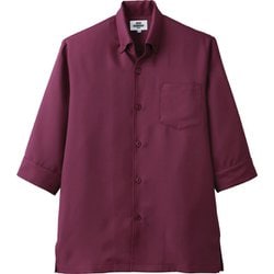 コックシャツ 五分袖 兼用 ワイン 7757 C-2 M