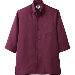 コックシャツ 五分袖 兼用 ワイン 7757 C-2 LL