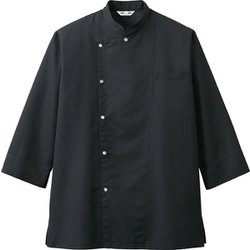 コックシャツ 七分袖 兼用 ブラック AS7704 C-10 L