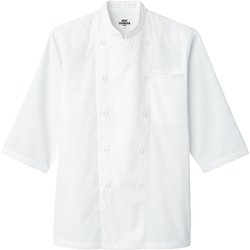 コックシャツ 兼用 七分 ホワイト AS8046 C-1 4L