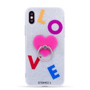 16200 [iPhone XSMax用ケース Silver Glitter Pink Heart]
