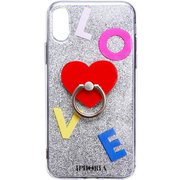 16189 [iPhone XS/X用 ケース Silver Glitter Red Heart]