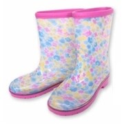 ミニフラワー ロングレインシューズ ブルー 19cm 6791511