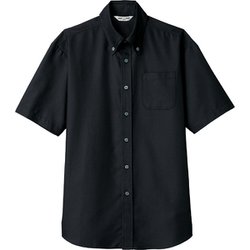 ボタンダウンシャツ 半袖 兼用 ブラック EP8060 C-10 L