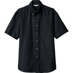 ボタンダウンシャツ 半袖 兼用 ブラック EP8060 C-10 LL