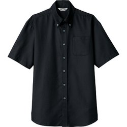 ボタンダウンシャツ 半袖 兼用 ブラック EP8060 C-10 4L