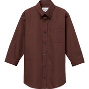 ボタンダウンシャツ 七分袖 兼用 カラフェブラウン EP8358 C-75 L