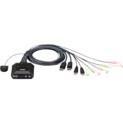 CS22DP [ATEN KVMスイッチ 2ポート/USB/DisplayPort/ケーブル型 ワイヤードリモコン付]