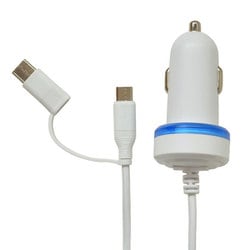 mirco-B DC充電器 2.4A 1.5m Type-C変換付 WH R15DCMC2A01WH