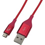 両差しマイクロUSBストロングケーブル 1.5m UKJ-LRV150 RD