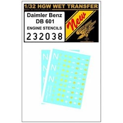 HGW232038 ダイムラーベンツ DB601エンジンステンシル [1/32スケール エアクラフト用デカール]