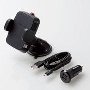 Qi規格対応ワイヤレス充電器/5W/車載ホルダー/吸盤/シガーチャージャー付属/ブラック W-QC03BK