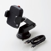 W-QC04BK [Qi規格対応ワイヤレス充電器/5W/車載ホルダー/吸盤/ロングタイプ/ブラック]
